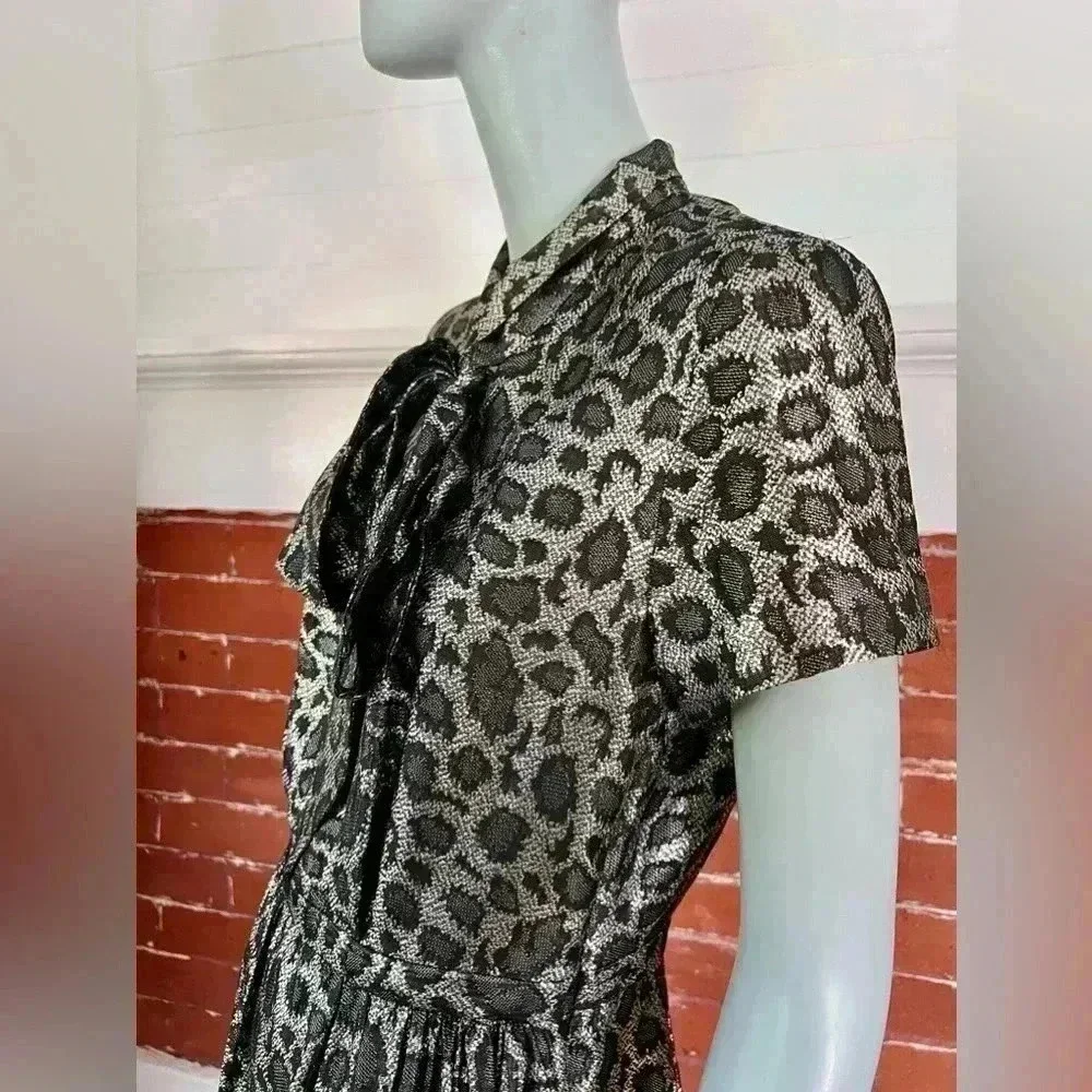 & Other Stories Silk Blend Metallic Anomal Print Mini Cocktail Dress Size 6 - Picture 10 of 16